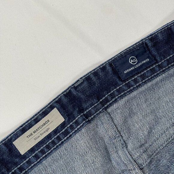 AG Adriano Goldschmied Mens 33x30 Actual The Matchbox Slim Straight Jeans Dark - Picture 10 of 12